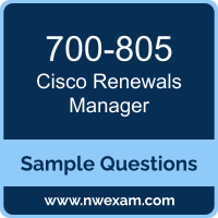 Renewals Manager Dumps, 700-805 Dumps, Cisco CRM PDF, 700-805 PDF, Renewals Manager VCE, Cisco Renewals Manager Questions PDF, Cisco Exam VCE, Cisco 700-805 VCE, Renewals Manager Cheat Sheet