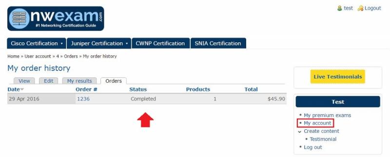 Help - NWExam Order History