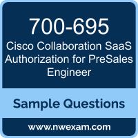 Collaboration SaaS Authorization for PreSales Engineer Dumps, 700-695 Dumps, Cisco CSaaSSE PDF, 700-695 PDF, Collaboration SaaS Authorization for PreSales Engineer VCE, Cisco Collaboration SaaS Authorization for PreSales Engineer Questions PDF, Cisco Exam VCE, Cisco 700-695 VCE, Collaboration SaaS Authorization for PreSales Engineer Cheat Sheet